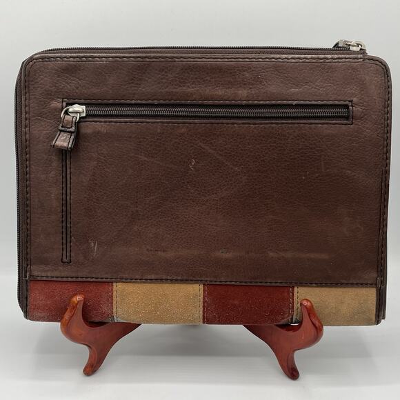 FOSSIL Leather Suede Chevron Tablet Case Zipper Career Classic Designer - Picture 5 of 13